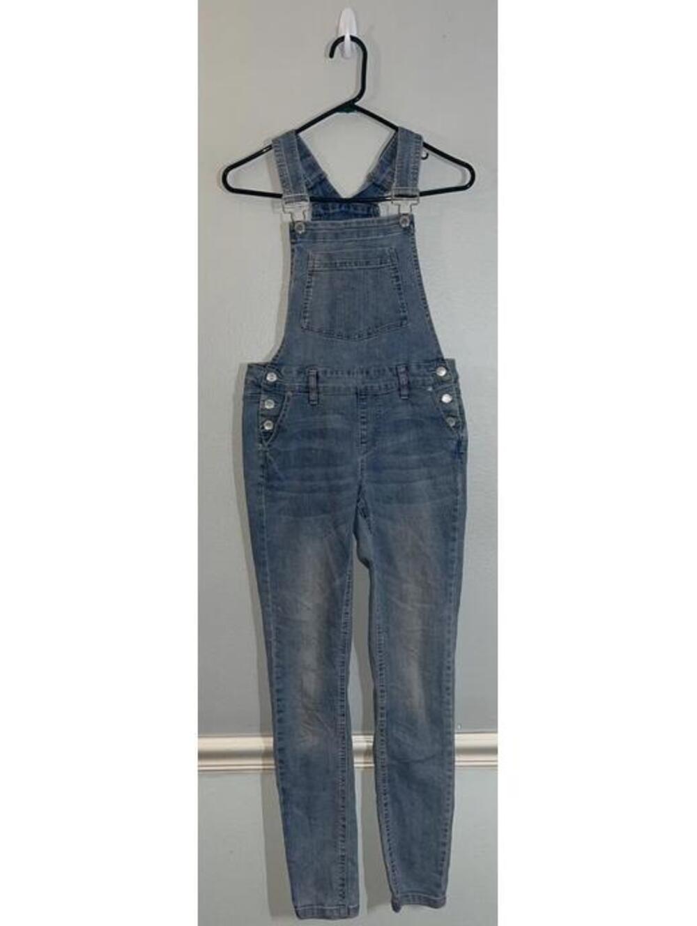 Blue Spice Denim Bib Overalls Size 1 Light Wash Distressed EUC